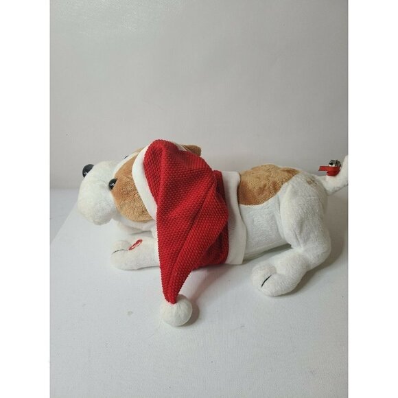 VINTAGE Atico Singing Christmas Santa Bulldog Plush Toy Musical Holiday Decor - Picture 3 of 7